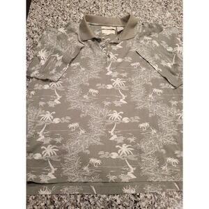 Siegfried Men's Tropical Palm‎ Tree Print Short Sleeve Polo Shirt Size L